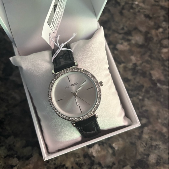 Steve Madden Silver Dial Black Strap Watch - Picture 2 of 3
